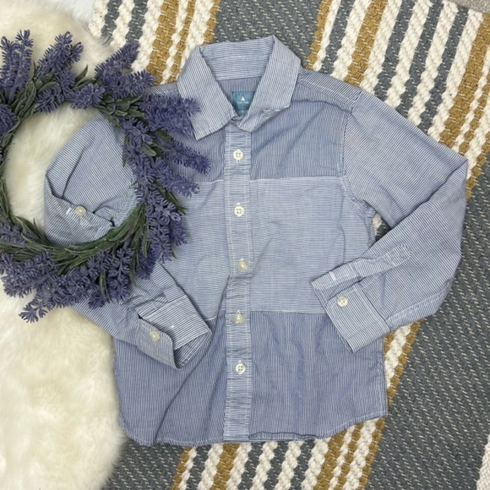 Baby Gap toddler striped blue white button down shirt C-10